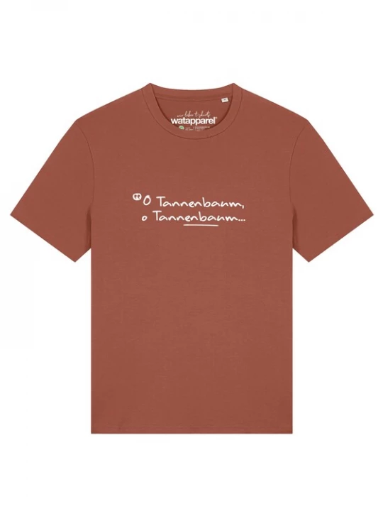 Foto van product Watapparel Shirt 'O Tannenbaum' roestrood / wit