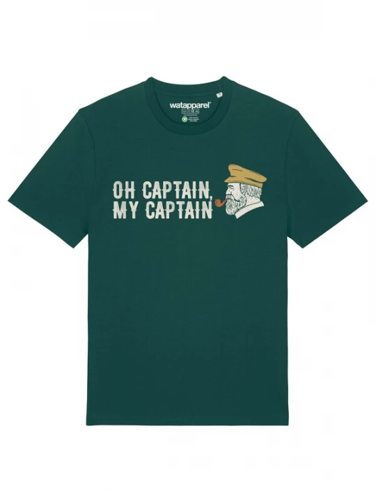Foto van product Watapparel Shirt 'Oh Captain My Captain' cognac / donkergroen / wit