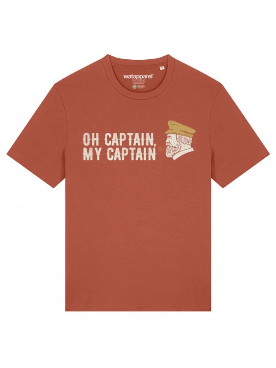 Foto van product Watapparel Shirt 'Oh Captain My Captain' roestbruin / offwhite