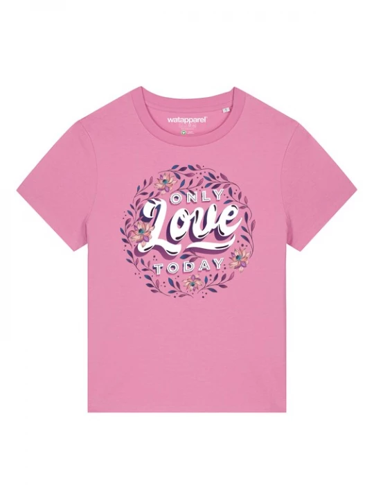 Foto van product Watapparel Shirt 'Only love today' blauw / rosa / wit