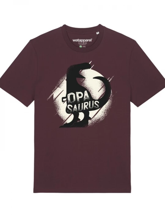 Foto van product Watapparel Shirt ' Opasaurus ' beige / donkerrood / zwart