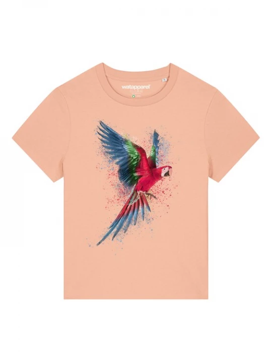 Foto van product Watapparel Shirt 'Papagei' blauw / abrikoos / rood