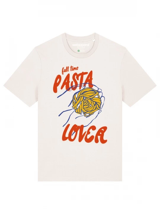 Foto van product Watapparel Shirt 'Pasta Lover' blauw / curry / oranjerood / offwhite