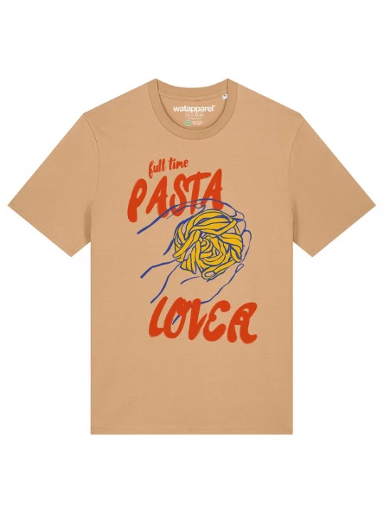 Foto van product Watapparel Shirt 'Pasta Lover' camel / kobaltblauw / donkergeel / rood