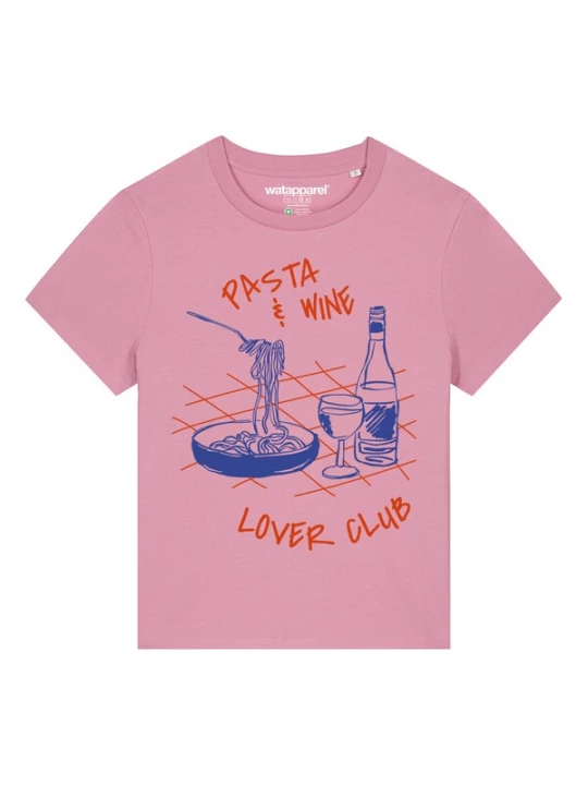 Foto van product Watapparel Shirt 'Pasta Lover Club' blauw / oranje / pitaja roze