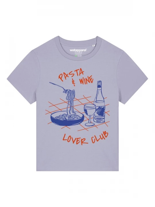 Foto van product Watapparel Shirt 'Pasta Lover Club' kobaltblauw / sering / rood