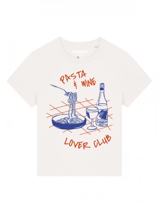 Foto van product Watapparel Shirt 'Pasta lover club' navy / rood / wit