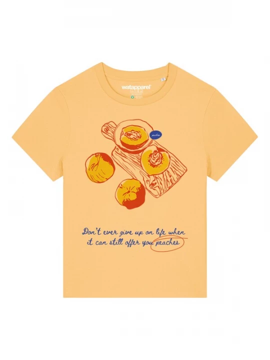 Foto van product Watapparel Shirt 'Peaches' donkerblauw / curry / honing / kreeft