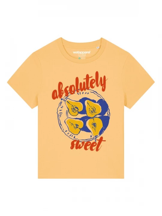Foto van product Watapparel Shirt 'Pears Absolutely Sweet' enziaan / lichtgeel / donkergeel / rood