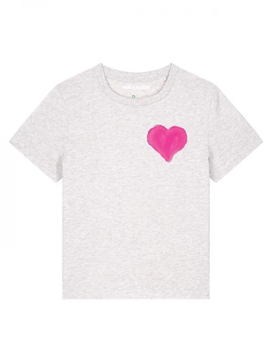 Foto van product Watapparel Shirt ' Pink Heart ' grijs gemêleerd / pink