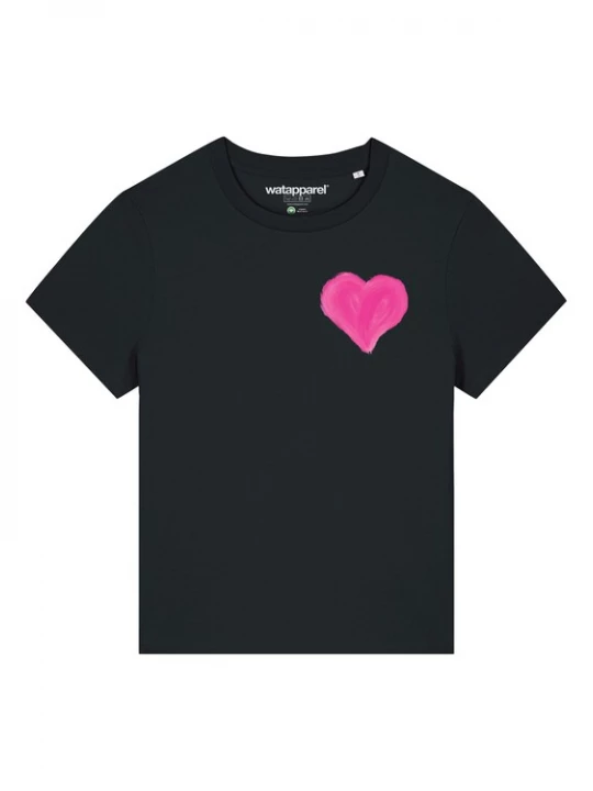 Foto van product Watapparel Shirt 'Pink Heart' rosa / zwart