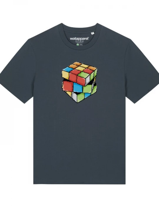 Foto van product Watapparel Shirt 'Pixel Zauberwürfel' blauw / antraciet / groen / oranje / rood