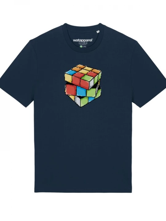 Foto van product Watapparel Shirt 'Pixel Zauberwürfel' donkerblauw / gemengde kleuren