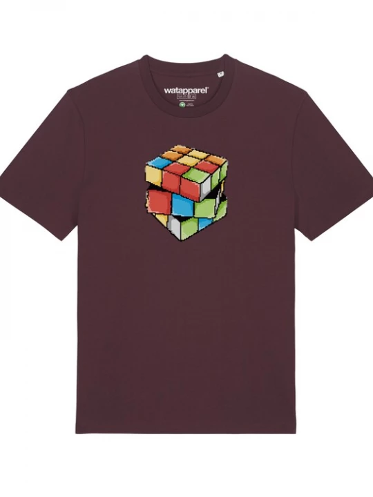 Foto van product Watapparel Shirt 'Pixel Zauberwürfel' gemengde kleuren / donkerrood