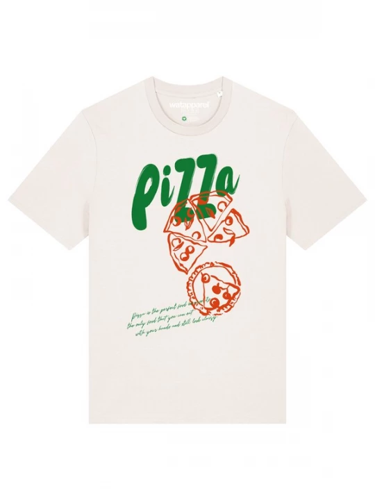 Foto van product Watapparel Shirt 'Pizza' donkergroen / donkeroranje / wit