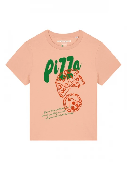 Foto van product Watapparel Shirt 'Pizza' roestbruin / groen / abrikoos