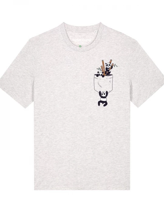 Foto van product Watapparel Shirt ' Pocket Pandas ' gemengde kleuren / wit gemêleerd