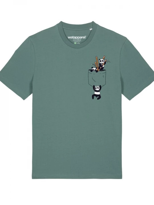 Foto van product Watapparel Shirt ' Pocket Pandas ' groen / gemengde kleuren