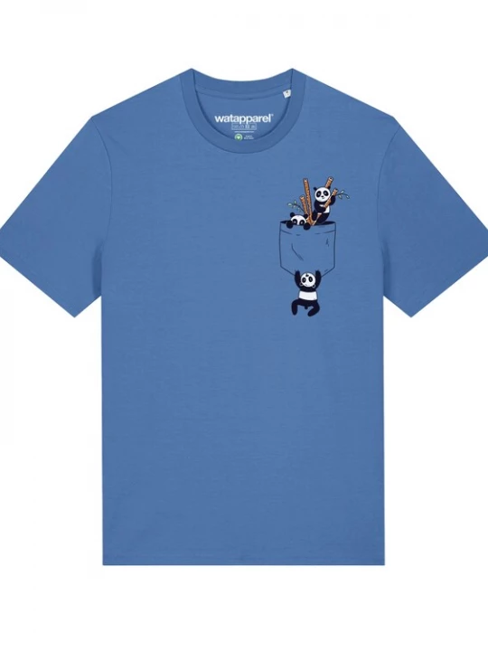 Foto van product Watapparel Shirt ' Pocket Pandas ' lichtblauw / gemengde kleuren