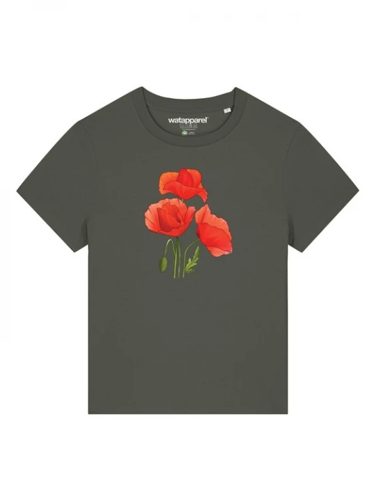 Foto van product Watapparel Shirt ' Poppy Flowers ' groen / gemengde kleuren