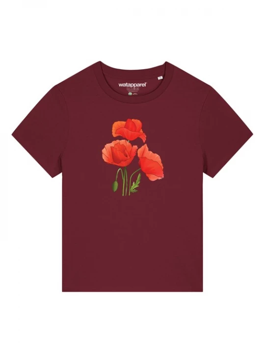 Foto van product Watapparel Shirt 'Poppy Flowers' groen / rood / bordeaux