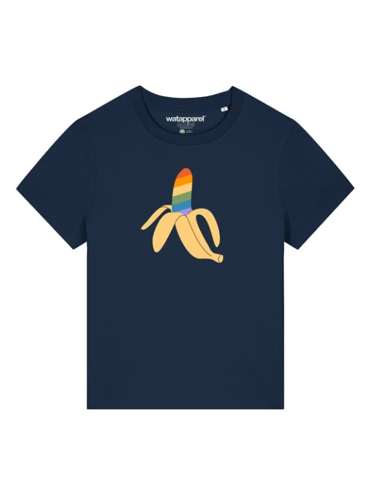 Foto van product Watapparel Shirt ' Rainbow Banana ' navy / gemengde kleuren