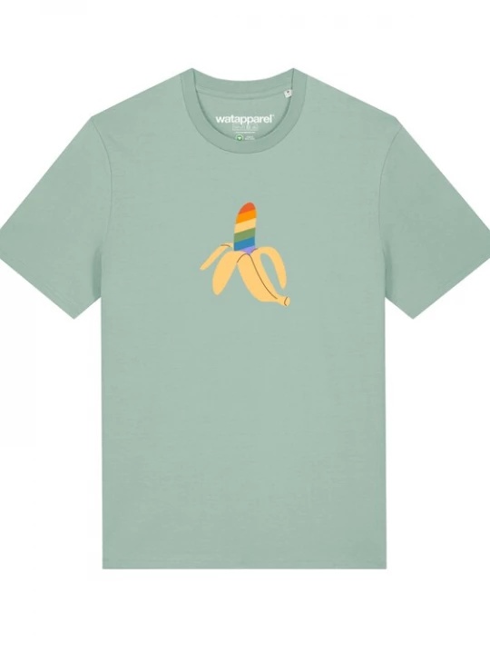 Foto van product Watapparel Shirt ' Rainbow Banana ' turquoise / gemengde kleuren