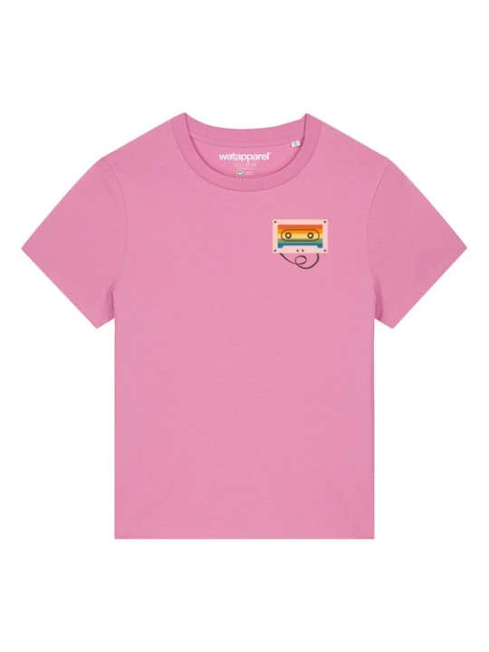 Foto van product Watapparel Shirt 'Rainbow Cassette' blauw / geel / lichtgroen / rosa / rood