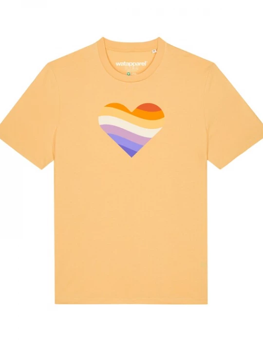 Foto van product Watapparel Shirt ' Rainbow Heart ' lichtgeel / gemengde kleuren