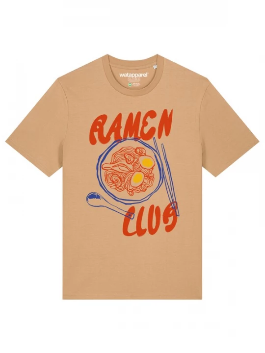 Foto van product Watapparel Shirt 'Ramen Club' beige / blauw / geel / oranje
