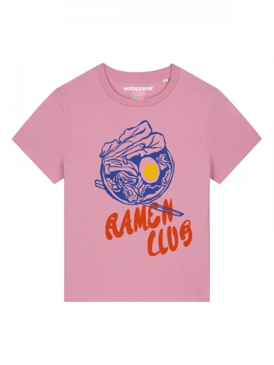 Foto van product Watapparel Shirt 'Ramen Club' blauw / geel / rosa / rood