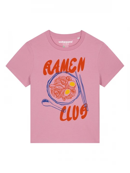 Foto van product Watapparel Shirt 'Ramen Club' blauw / pink / rood