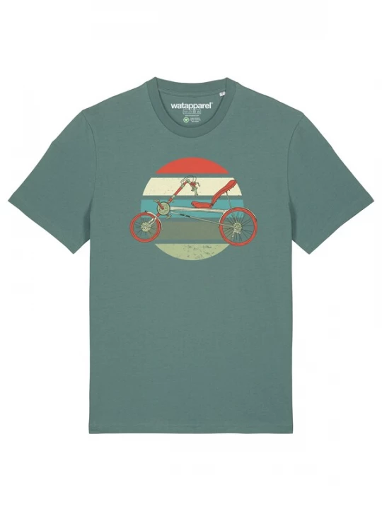 Foto van product Watapparel Shirt 'Recumbent Bike' groen / lichtgroen / donkerrood / offwhite