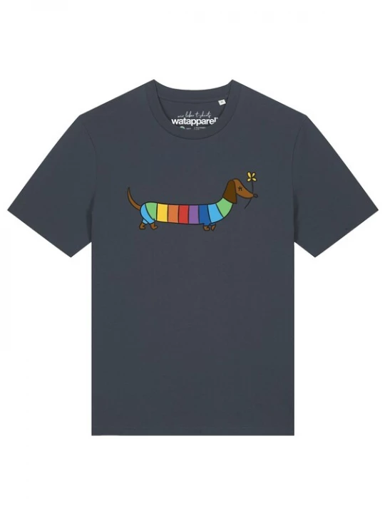 Foto van product Watapparel Shirt 'Regenbogen Dackel' antraciet / gemengde kleuren