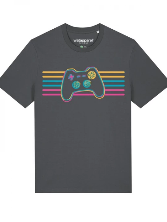 Foto van product Watapparel Shirt ' Retro Joystick ' antraciet / gemengde kleuren