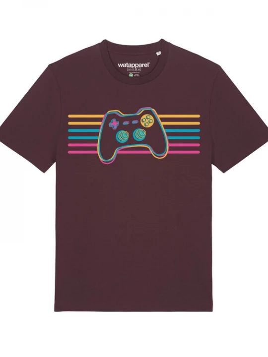 Foto van product Watapparel Shirt 'Retro Joystick' blauw / geel / pink / donkerrood / wit