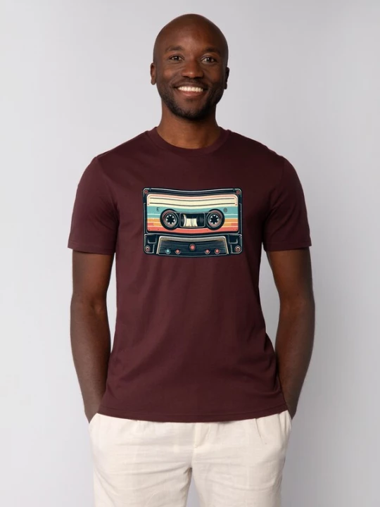 Foto van product Watapparel Shirt 'Retro Kassette' oranje / donkerrood / zwart
