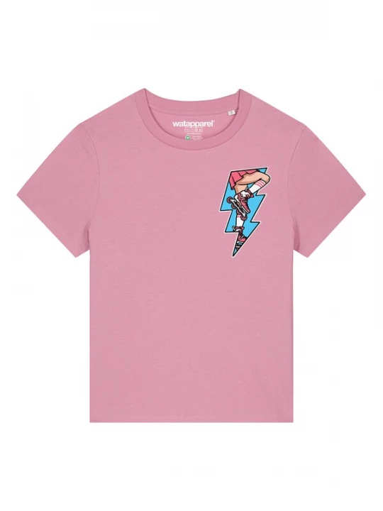 Foto van product Watapparel Shirt ' Rollerskates ' aqua / pink / zwart / wit