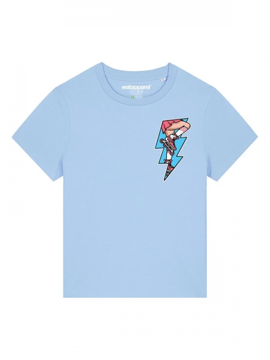 Foto van product Watapparel Shirt ' Rollerskates ' azuur / lichtblauw / lichtroze / wit
