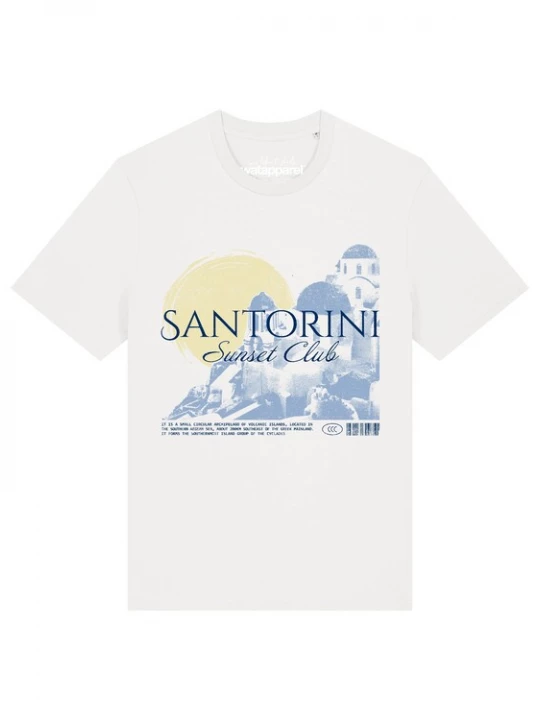 Foto van product Watapparel Shirt 'Santorini Sunset Club' blauw / wit