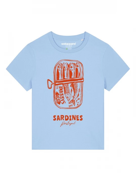 Foto van product Watapparel Shirt 'Sardines Portugal' hemelsblauw / rood
