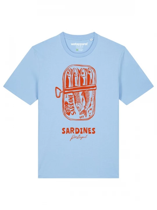 Foto van product Watapparel Shirt 'Sardines Portugal' lichtblauw / donkeroranje