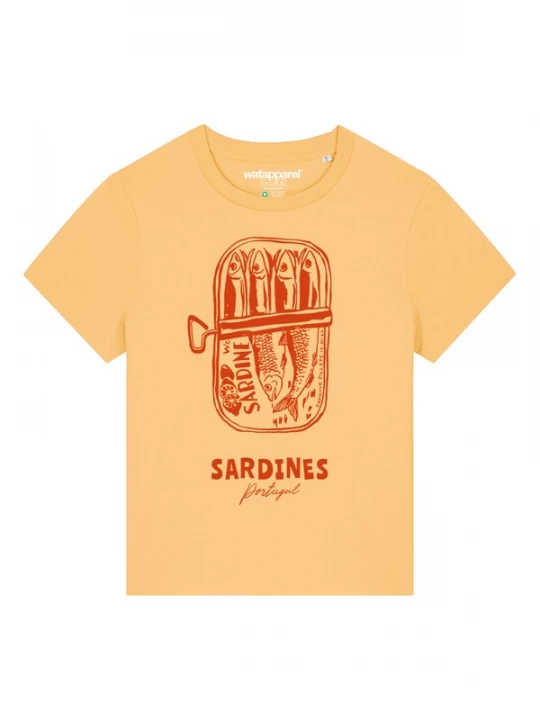 Foto van product Watapparel Shirt 'Sardines Portugal' roestbruin / lichtgeel