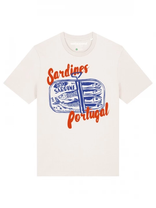 Foto van product Watapparel Shirt 'Sardines Portugal' royal blue / koningsblauw / oranjerood / offwhite
