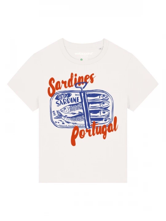 Foto van product Watapparel Shirt 'Sardines Portugal' saffier / oranjerood / wit