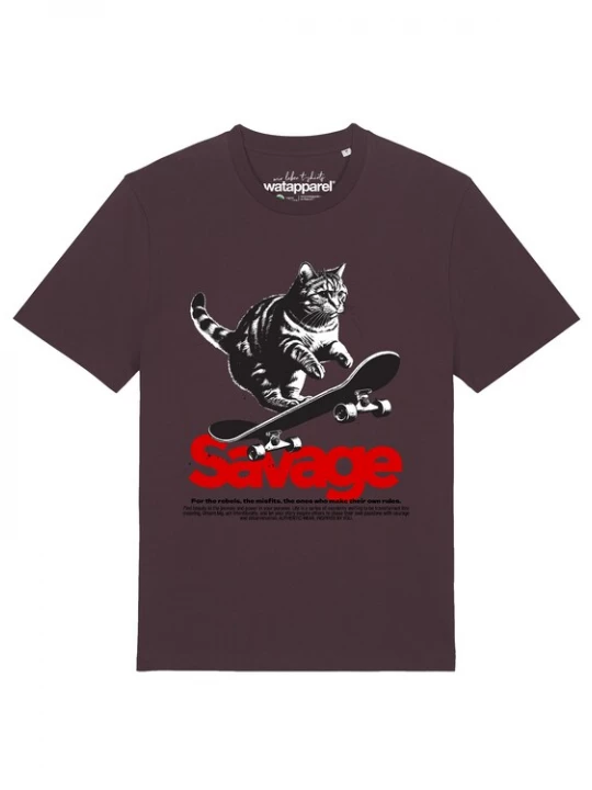 Foto van product Watapparel Shirt 'Savage cat' donkerrood