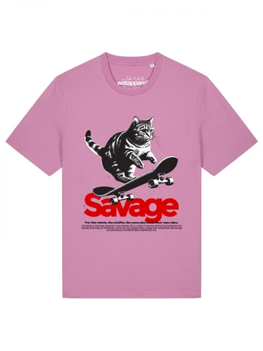 Foto van product Watapparel Shirt 'Savage cat' rosa