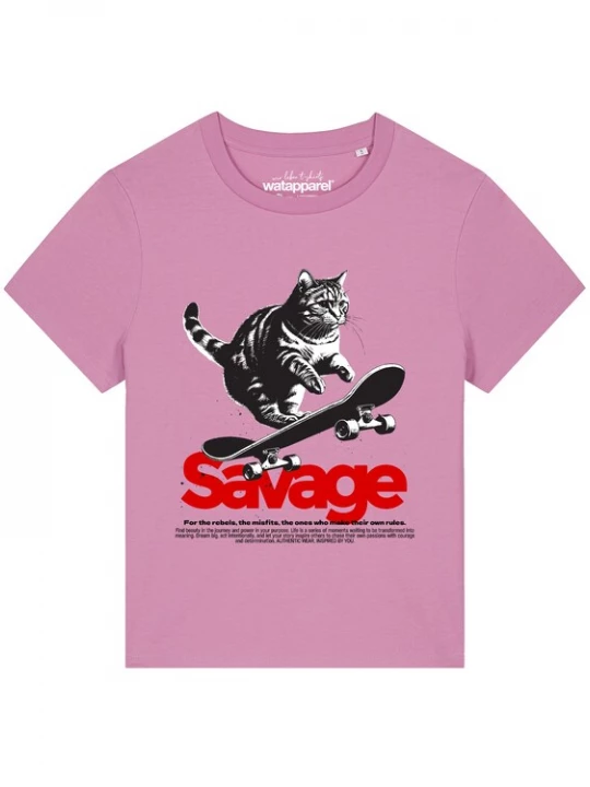 Foto van product Watapparel Shirt 'Savage Cat' rosa