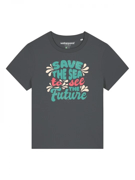 Foto van product Watapparel Shirt ' Save the sea ' antraciet / gemengde kleuren