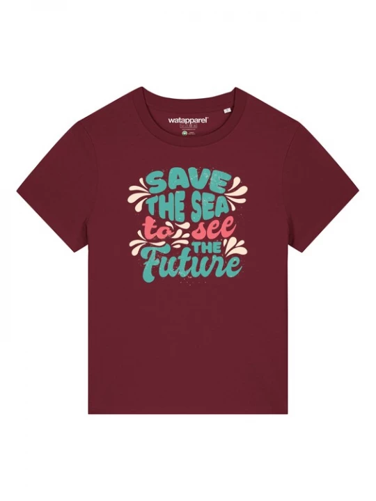 Foto van product Watapparel Shirt 'Save the sea' blauw / rood / bordeaux / wit